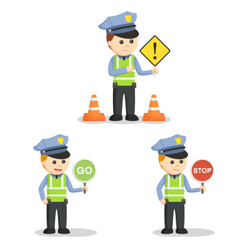 traffic officer set illustration design