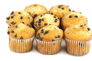 fresh muffins isolated on white background