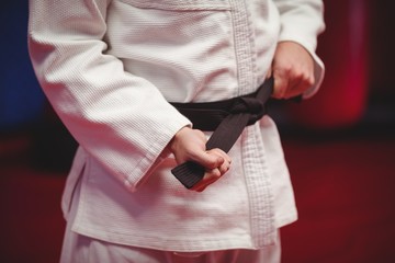 Karate player in black belt