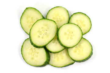 Pile of fresh organic cucumber slices