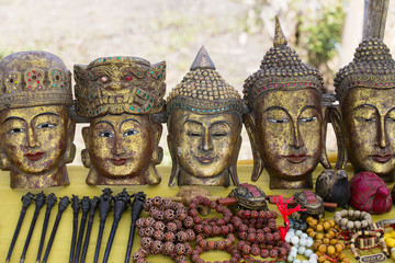 Hand made souvenirs on the market in Inle Lake. Myanmar