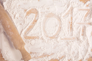 New 2017 year on flour.
