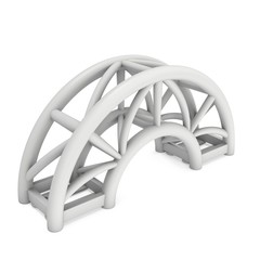 Steel truss arc girder element. 3d render isolated on white