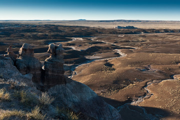 Sunset at Petrified Forest National Park, Blue Mesa, AZ, USA