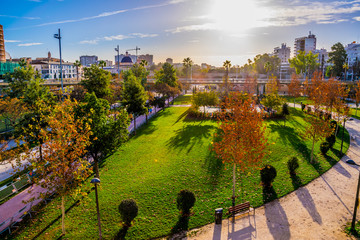 view of turia gardens situated in the spanish city valencia