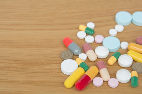 Drug on old wood table