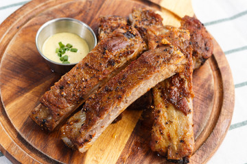 おしゃれなレストラン,メニュー ,ポークリブステーキ