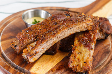 おしゃれなレストラン,メニュー ,ポークリブステーキ