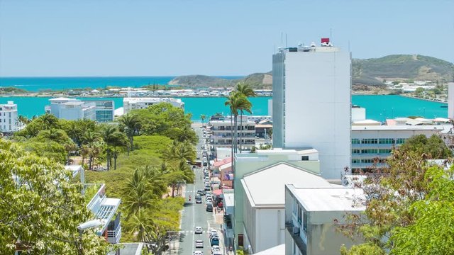 Noum&eacute;a New Caledonia City Buildings Overlook to Moselle Bay with Exotic Turquoise Ssa Water during Sunny Summer