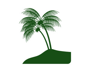 Obraz premium green coconut tree silhouette