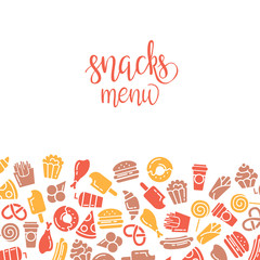 Fast food menu. Set of icons on the vector background.