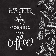 Fast food menu. Set of icons on the vector background.