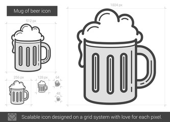 Mug of beer line icon.