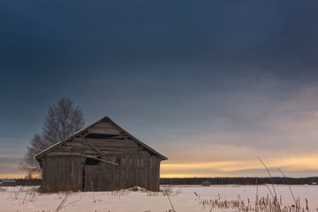 Wintertime Sunset On The Fields