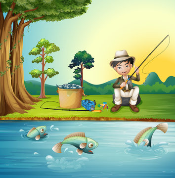 Man fishing by the river