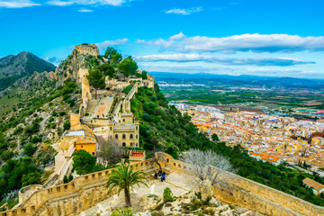 view of castle in xativa overlooking surrounding countryside