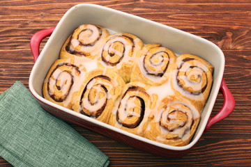 Rolls of puff pastry with cinnamon