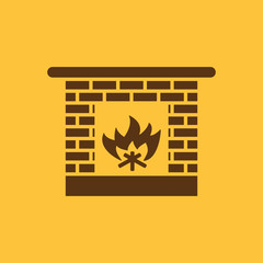Fireplace icon. Hearth and chimney, fire, mantelpiece, heat symbol. Flat design. Stock - Vector illustration