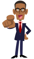 黒人のビジネスマン　指差し
