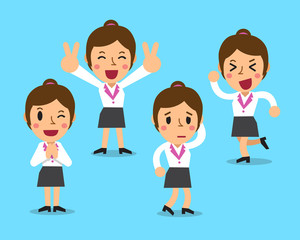 Fototapeta premium Cartoon businesswoman character poses set
