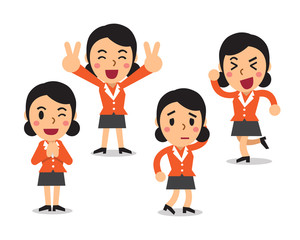 Cartoon businesswoman character poses