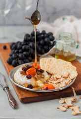 Dried Fruit, Walnut and Honey Baked Brie