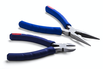 Wire cutting and flat-nose pliers