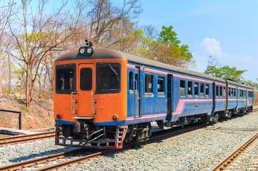 Fototapeta na wymiar Train for transportation under sunlight, transport railway