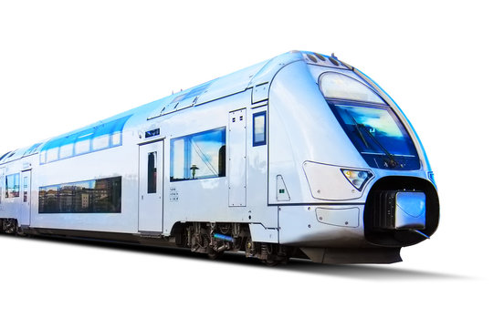 Fototapeta Modern high speed train isolated on white