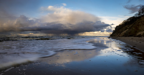 storm sea sunset on a stormy sea