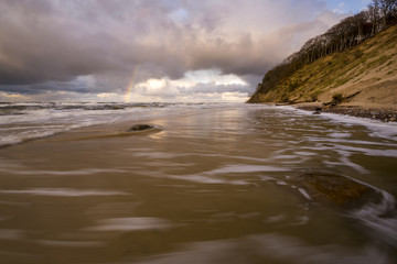 storm sea sunset on a stormy sea