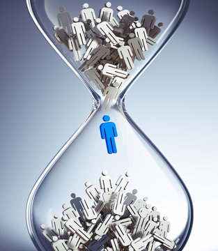 Blaues M&auml;nnchen in Sanduhr