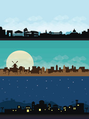 bethlehem jerusaslam rome city scape flat illustration