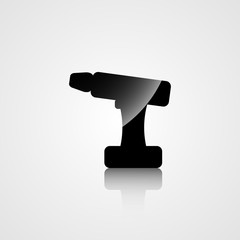 Construction icon of the silhouette of the screwdriver on a gray background