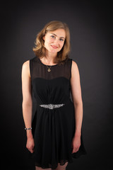 Fototapeta premium Beautiful woman doing different expressions in different sets of clothes: love