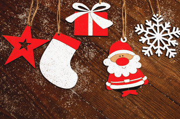 painted wooden figures on a wooden table