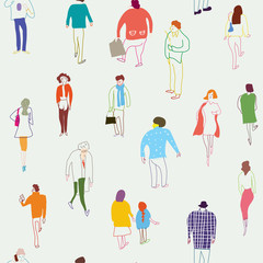 People and crowd seamless  pattern