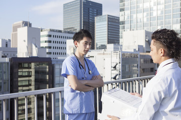 Two doctors are on the roof confrontation