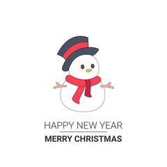 Vector icon. New year and Christmas snowman