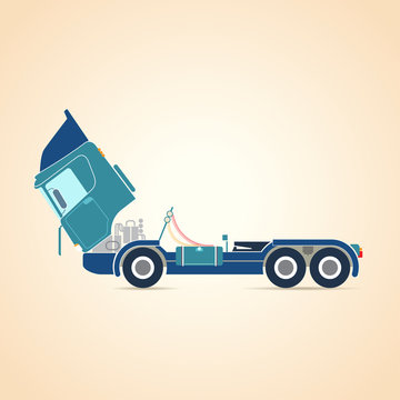 Repair of trucks. Illustration