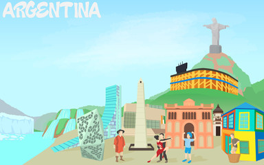 Argentina travel concept. Cartoon illustration of Argentina travel vector concept for web