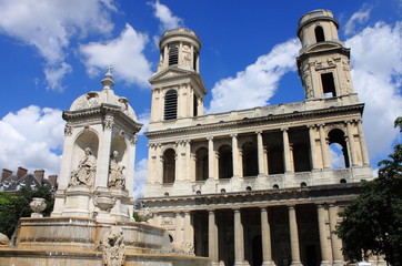 Fototapeta na wymiar Church of Saint Sulpice in Paris, France