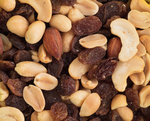 Close-up top view mix different of nuts