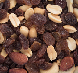 Close-up top view mix different of nuts