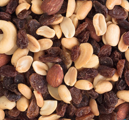 Close-up top view mix different of nuts