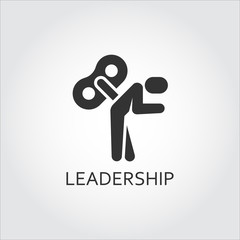 Flat black vector icon leadership, lack motivation, key man marionette