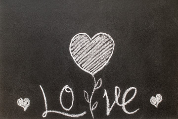 Blackboard with the word love written on it