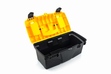 Yellow tool box, Plastic tool box.