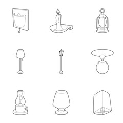 Light for home icons set. Outline illustration of 9 light for home vector icons for web