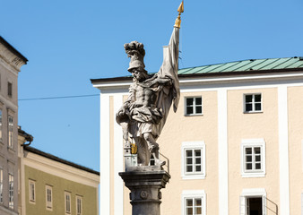 The fountain St Florian on Alter Markt in Salzburg. Austria